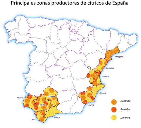 Mapa de las principales zonas productoras de almejas en España
