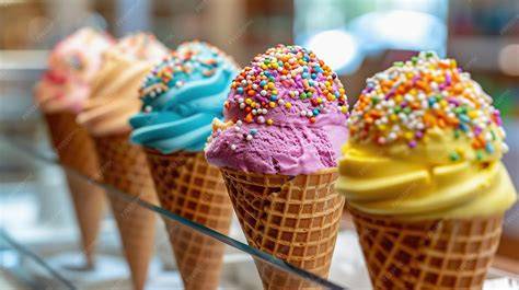 Primer plano de un helado artesanal con varios sabores