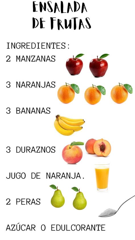 Infografía de los pasos para hacer ensalada de frutas navideña