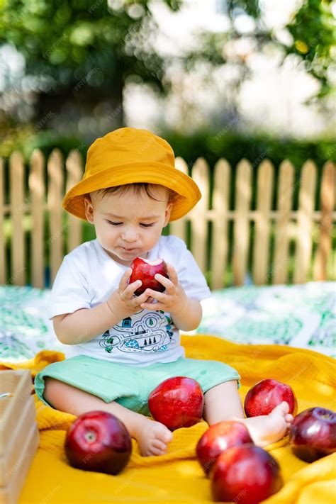 Bebé comiendo manzana asada