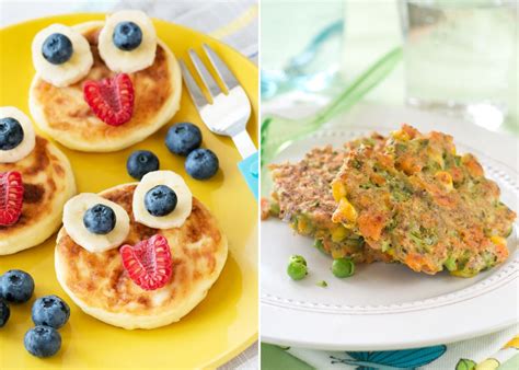 Desayuno infantil saludable con tortitas y frutas