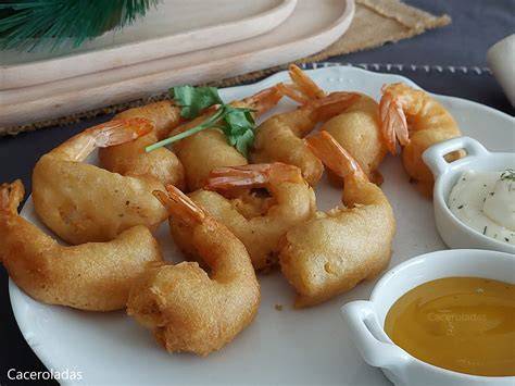 Gambas en gabardina doradas y crujientes