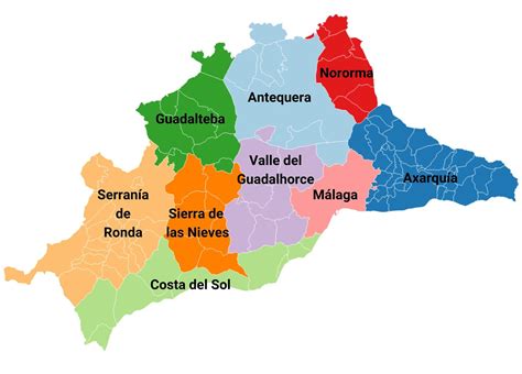 Mapa de áreas recreativas en la provincia de Málaga