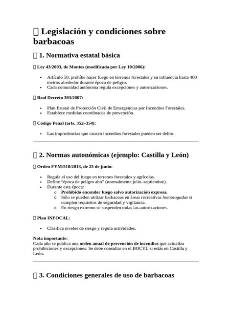 Infografía sobre normativa de barbacoas en España