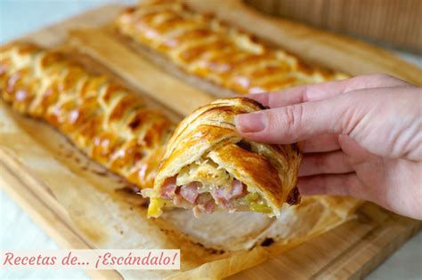 Trenza de hojaldre rellena de carne y chorizo