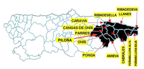 Mapa de la Comarca del Oriente de Asturias