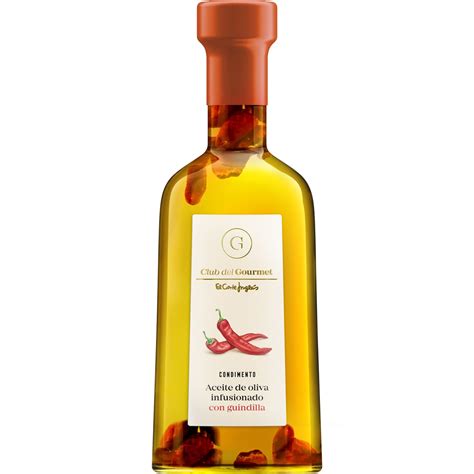 Botella de aceite de oliva virgen extra infusionado con guindilla