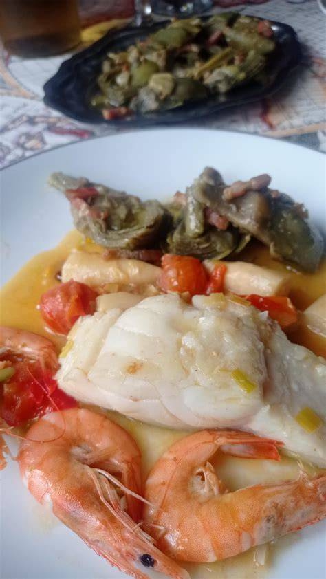 Ingredientes para bacalao con langostinos