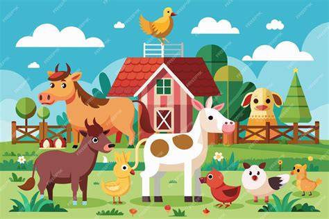 granja con varios animales