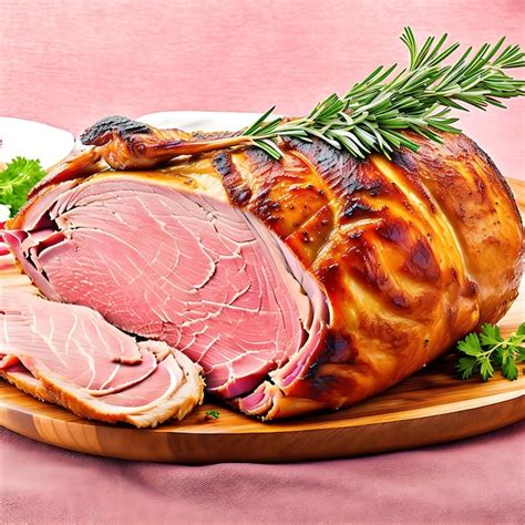 Jamón asado al horno con hierbas