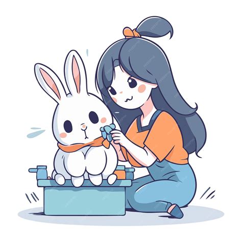 Niña jugando con un conejo de chocolate
