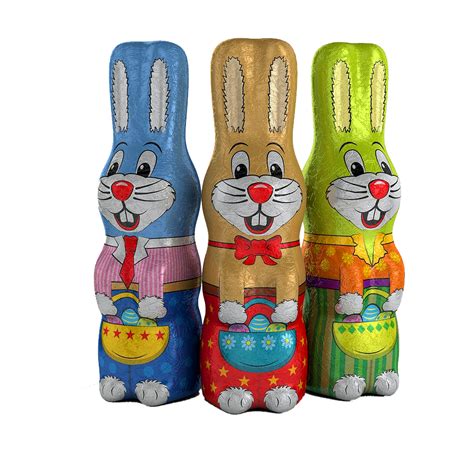 Variedad de conejos de chocolate de Pascua