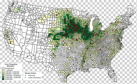 Mapa del cinturón del maíz en Estados Unidos