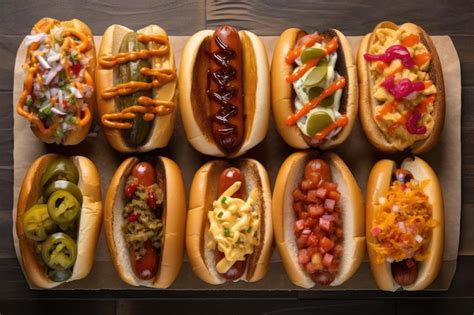 Variedad de aderezos para hot dogs