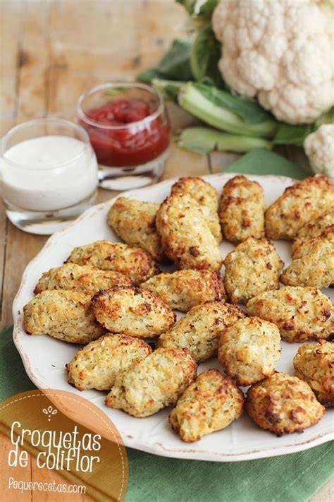 Croquetas de coliflor y queso al horno doradas