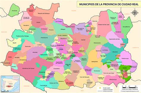Mapa de la provincia de Ciudad Real destacando Almagro