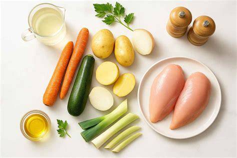 Ingredientes para puré de verduras con pollo