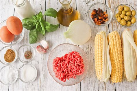 Ingredientes para el pino de pastel de choclo