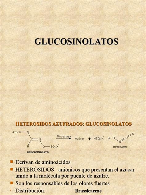 Estructura molecular de glucosinolatos y su transformación en isotiocianatos e índoles