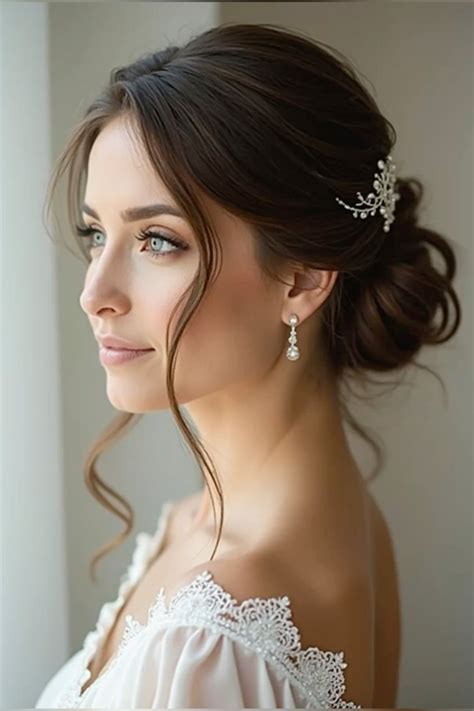 Novia con un elegante moño bajo