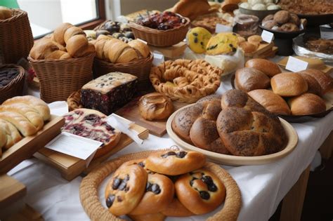 Mesa con variedad de panes y pasteles Granier