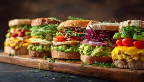 Variedad de sandwiches y salsas