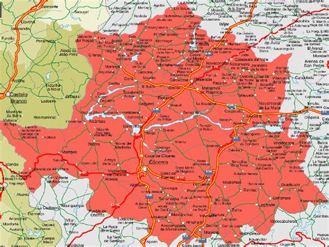 Mapa de la provincia de Cáceres, España