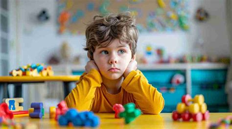 Niño en un aula intentando concentrarse con varios elementos distractores