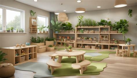 Niños jugando con migas de pan en un aula Montessori