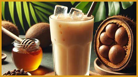 Jugo de borojó servido con hielo y frutas