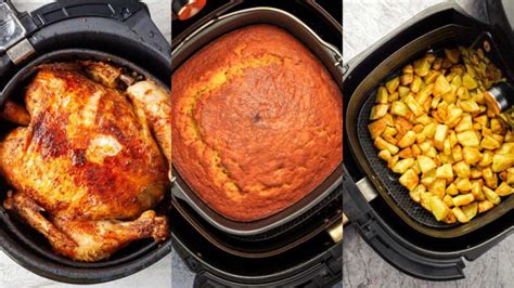 Freidora de aire con varias recetas saludables preparadas