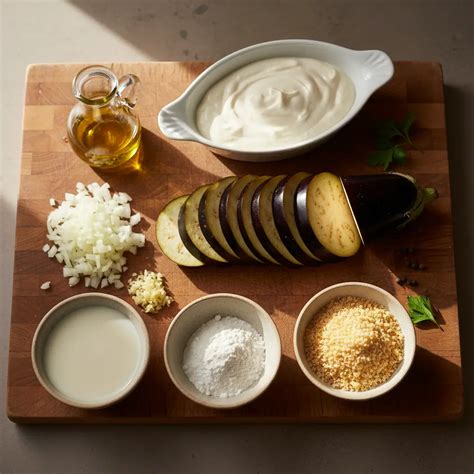 Selección de ingredientes frescos para cocinar berenjenas