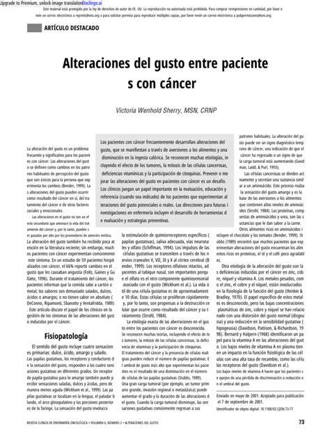 Quimioterapia y alteraciones del gusto