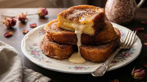 Plato tradicional de torrijas con crema inglesa