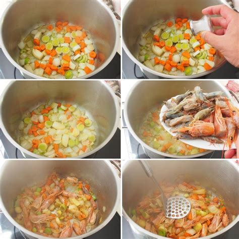 Proceso de preparación del fumet de gambas