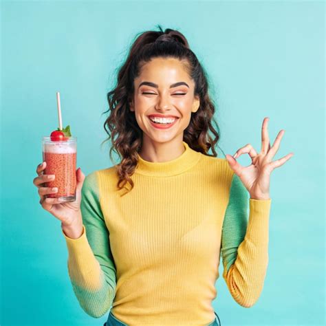 Persona feliz disfrutando de un batido saludable