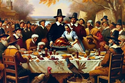 Ilustración de la primera celebración de Acción de Gracias