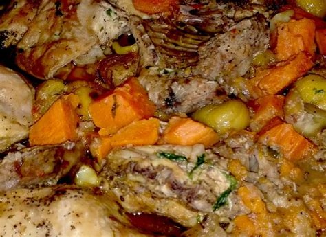 Ingredientes para conejo con castañas y boniatos