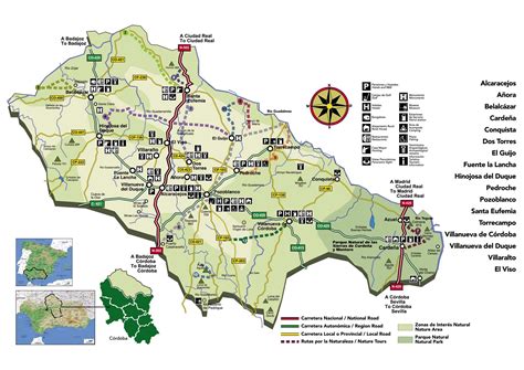Mapa de la Comarca de Los Pedroches en Córdoba