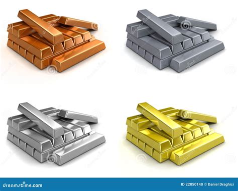 Ilustración de lingotes de metal y minerales