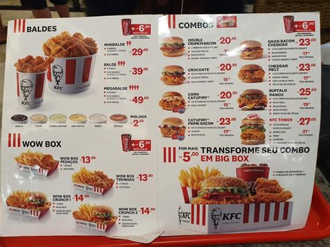 Menú de KFC con indicaciones sin gluten