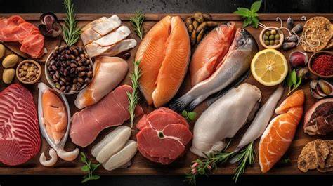 Variedad de pescados y carnes en escabeche