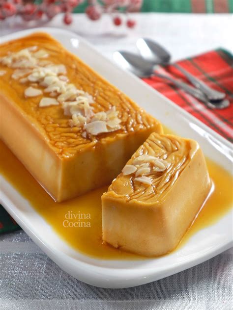 Flan de turrón sin azúcar listo para servir