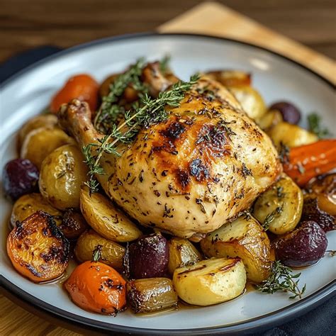 pollo asado lentamente con hierbas aromáticas