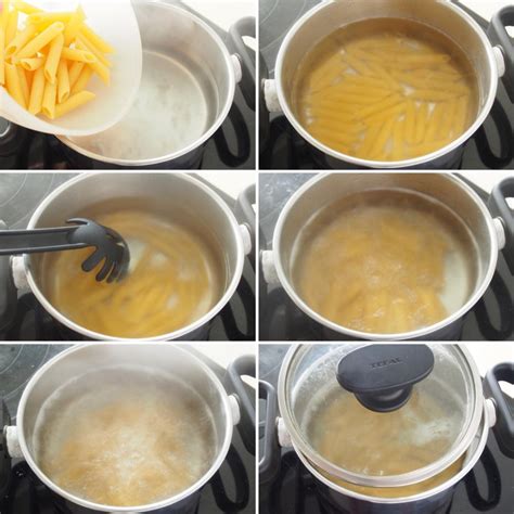 Esquema de los pasos para cocer pasta