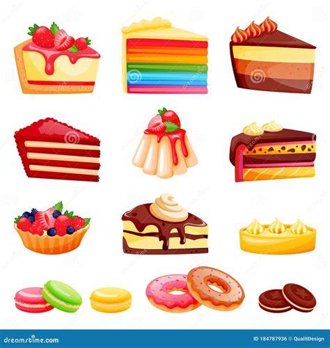 Diseño de iconos vectoriales de postres y pasteles de nata