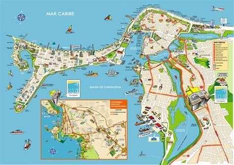 Mapa de Cartagena destacando los lugares del Certamen Internacional de Cuarentunas