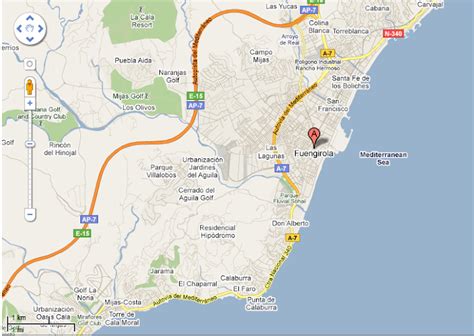 Mapa de Fuengirola destacando la ubicación de Mama Pizza