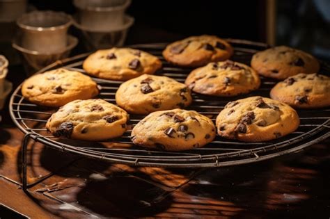 Galletas recién salidas del horno enfriándose en una rejilla