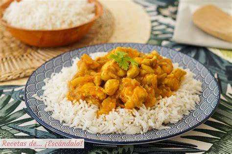 Pollo al curry con arroz basmati